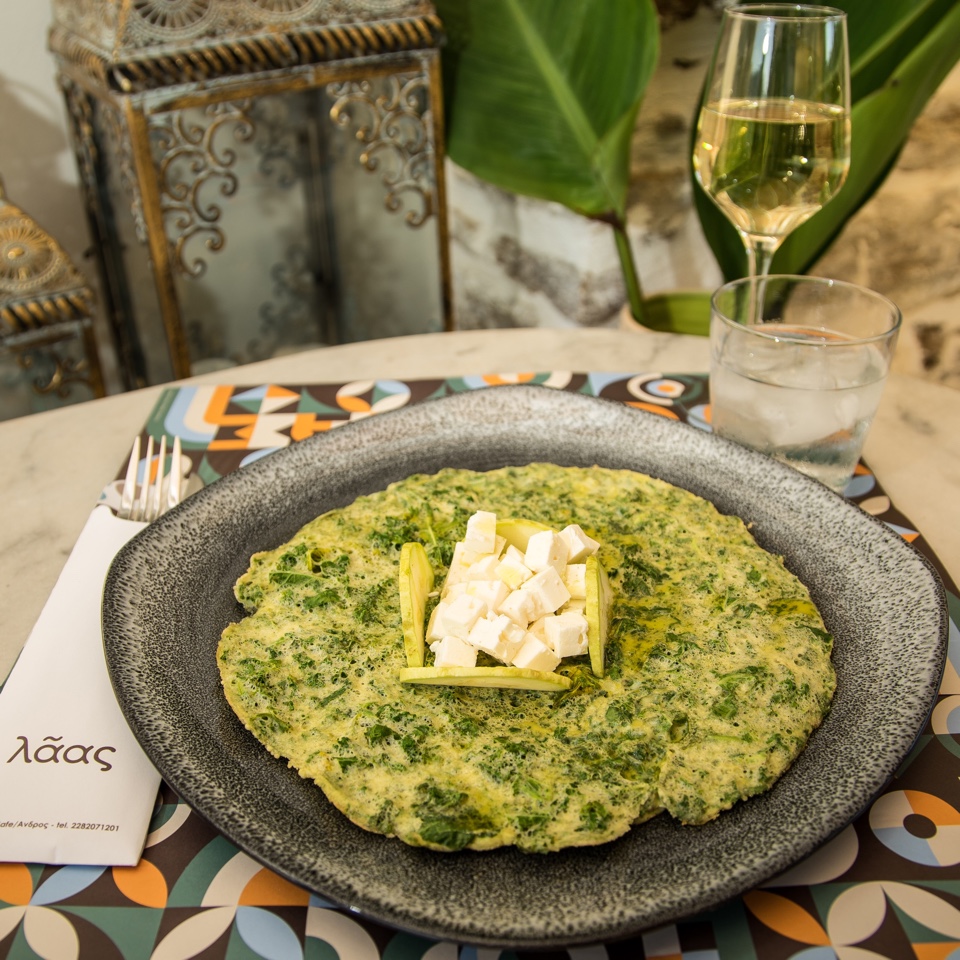 Green Omelette with Andros petroti cheese