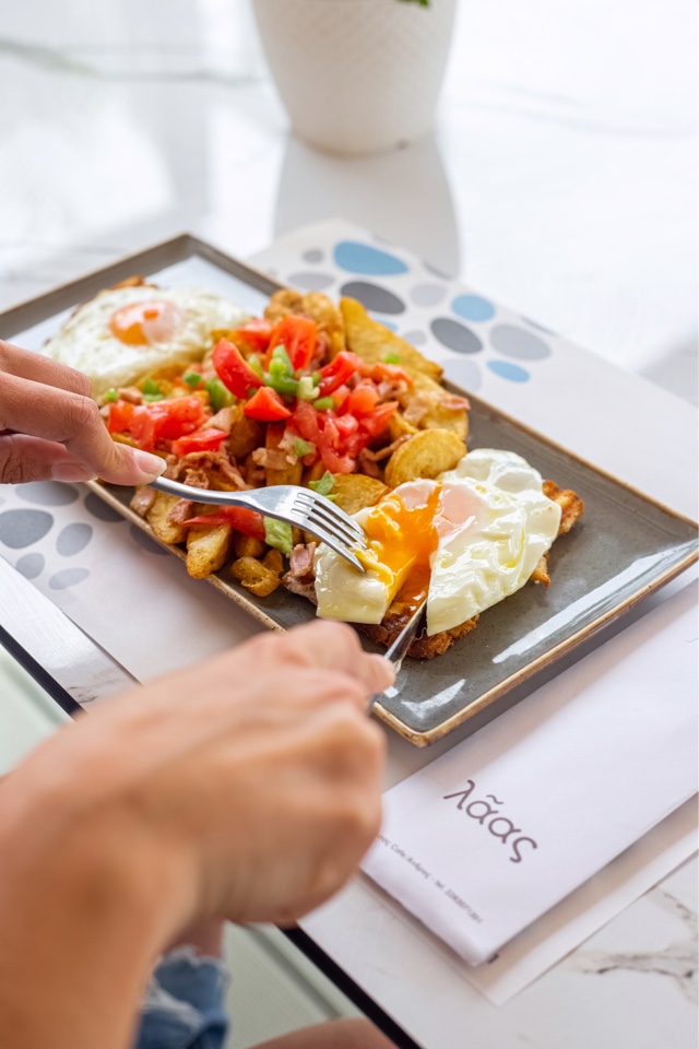 Laas Fried Eggs with country style potatoes